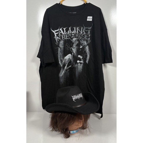 RONNIE RADKE Falling in Reverse Signed Merch Lot: Cowboy Hat & Shirt Autographed